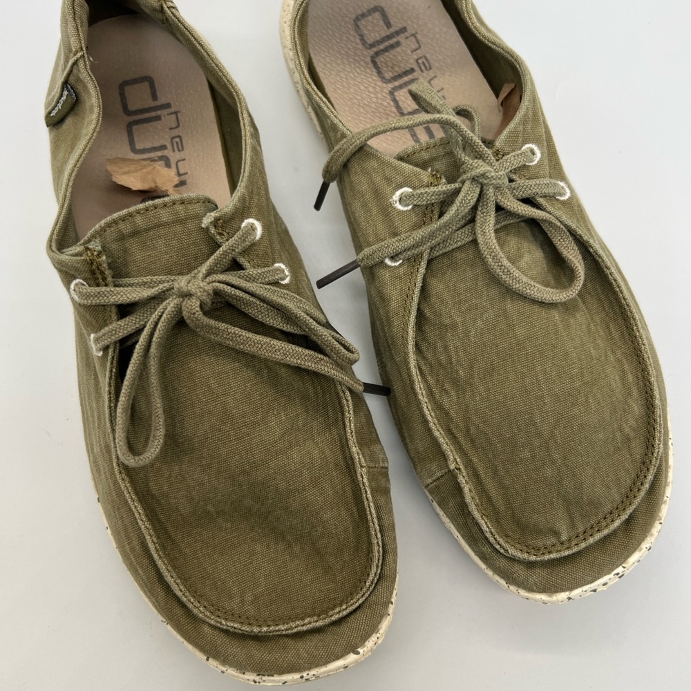 Hey Dude Olive Canvas Slip-On Loafers - Picture 2 of 7